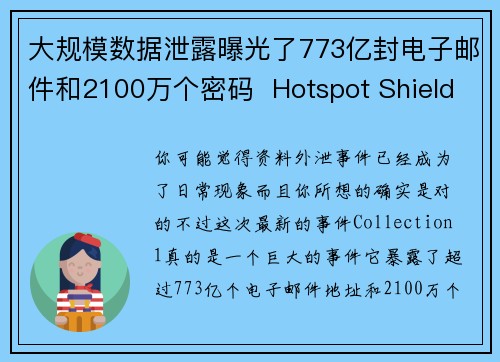大规模数据泄露曝光了773亿封电子邮件和2100万个密码  Hotspot Shield VPN