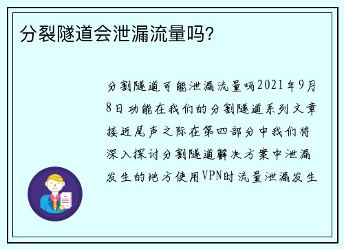 分裂隧道会泄漏流量吗？