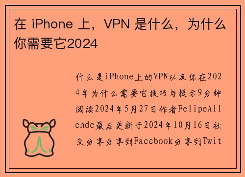 在 iPhone 上，VPN 是什么，为什么你需要它2024